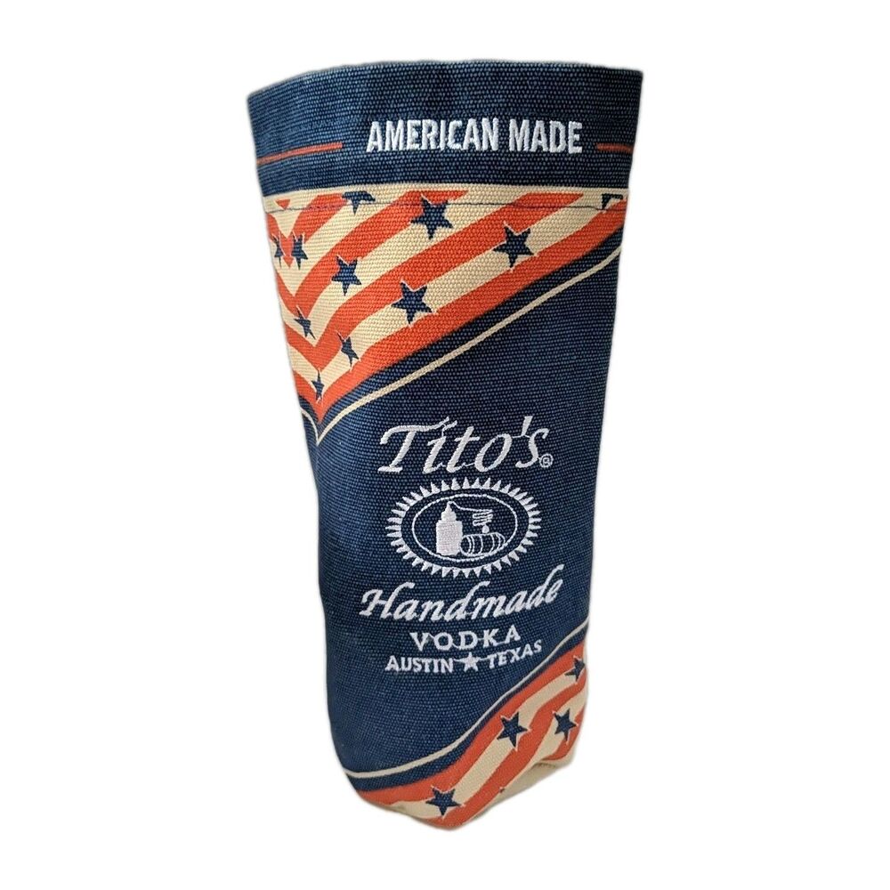 Tito's Handmade Vodka Gift Bag Bottle Sleeve Austin Texas Red White Blue